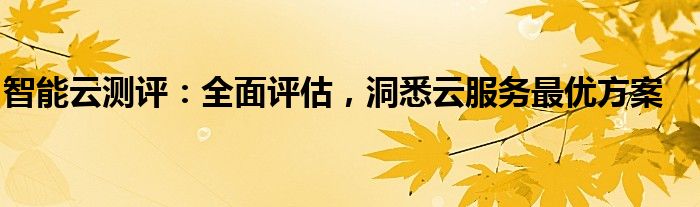 智能云测评：全面评估，洞悉云服务最优方案