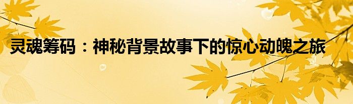 灵魂筹码：神秘背景故事下的惊心动魄之旅