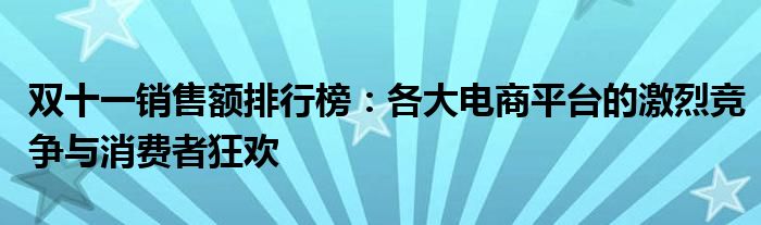 双十一销售额排行榜：各大电商平台的激烈竞争与消费者狂欢