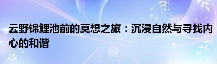 云野锦鲤池前的冥想之旅：沉浸自然与寻找内心的和谐