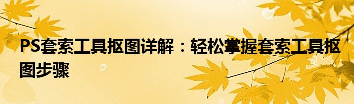 PS套索工具抠图详解：轻松掌握套索工具抠图步骤