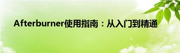 Afterburner使用指南：从入门到精通