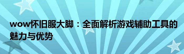 wow怀旧服大脚：全面解析游戏辅助工具的魅力与优势
