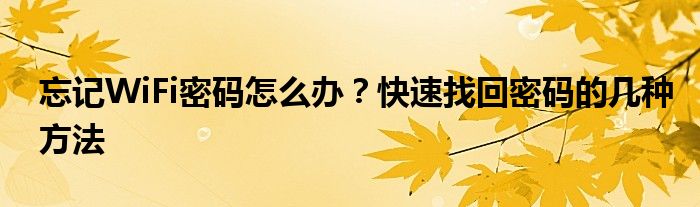 忘记WiFi密码怎么办？快速找回密码的几种方法