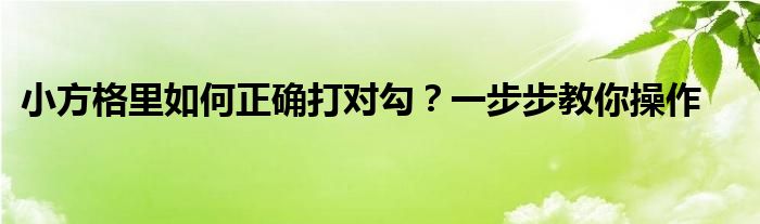 小方格里如何正确打对勾？一步步教你操作