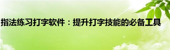 指法练习打字软件：提升打字技能的必备工具