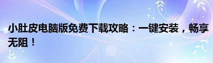 小肚皮电脑版免费下载攻略：一键安装，畅享无阻！
