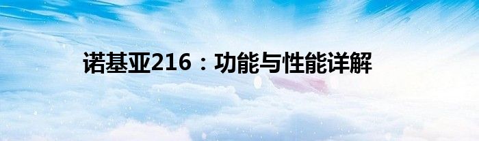 诺基亚216：功能与性能详解