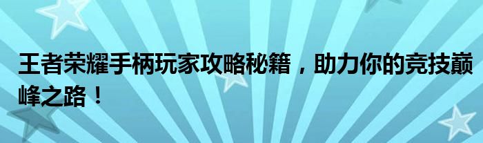 王者荣耀手柄玩家攻略秘籍，助力你的竞技巅峰之路！