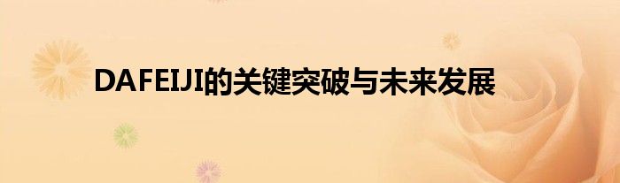 DAFEIJI的关键突破与未来发展