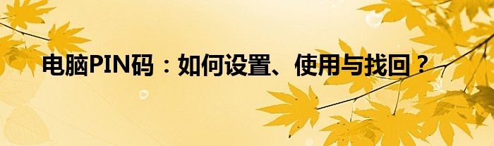电脑PIN码：如何设置、使用与找回？