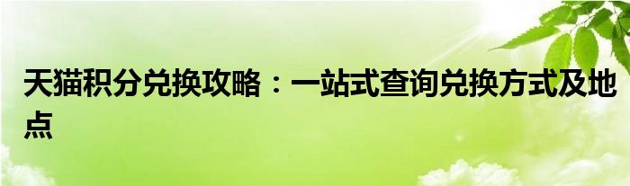 天猫积分兑换攻略：一站式查询兑换方式及地点