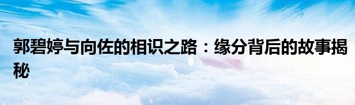 郭碧婷与向佐的相识之路：缘分背后的故事揭秘