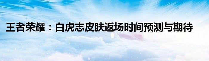 王者荣耀：白虎志皮肤返场时间预测与期待