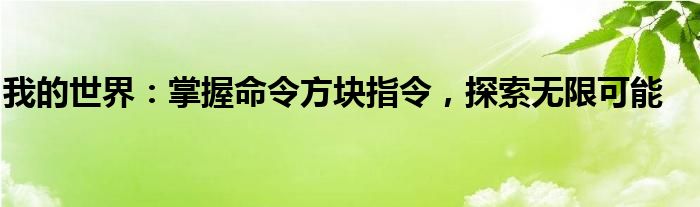 我的世界：掌握命令方块指令，探索无限可能