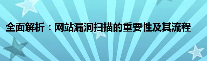 全面解析：网站漏洞扫描的重要性及其流程