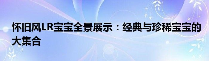 怀旧风LR宝宝全景展示：经典与珍稀宝宝的大集合