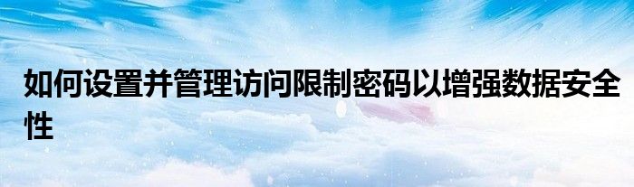 如何设置并管理访问限制密码以增强数据安全性