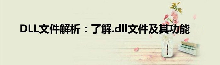 DLL文件解析：了解.dll文件及其功能