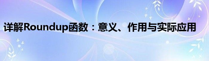 详解Roundup函数：意义、作用与实际应用