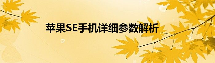 苹果SE手机详细参数解析