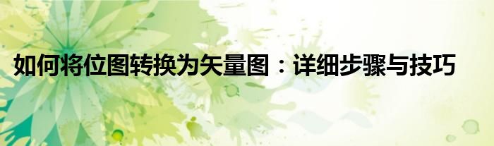 如何将位图转换为矢量图：详细步骤与技巧