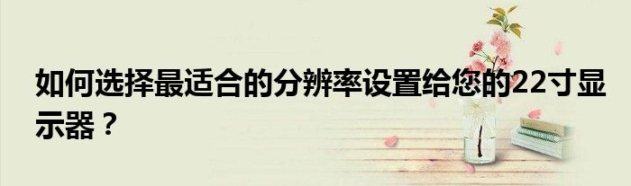 如何选择最适合的分辨率设置给您的22寸显示器？