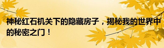 神秘红石机关下的隐藏房子，揭秘我的世界中的秘密之门！