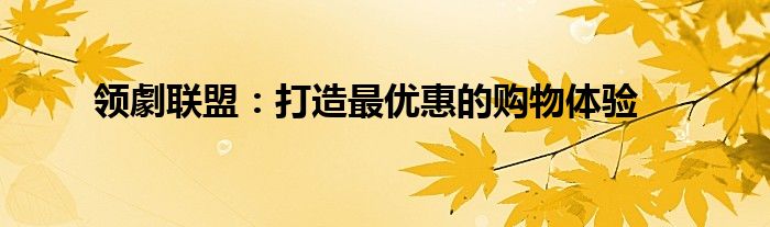 领劇联盟：打造最优惠的购物体验