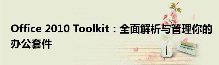 Office 2010 Toolkit：全面解析与管理你的办公套件