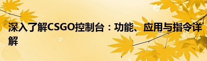 深入了解CSGO控制台：功能、应用与指令详解
