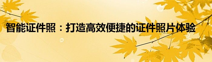 智能证件照：打造高效便捷的证件照片体验