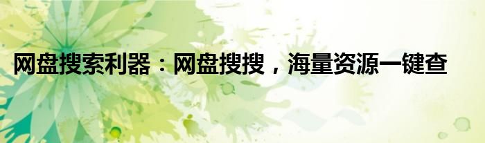 网盘搜索利器：网盘搜搜，海量资源一键查