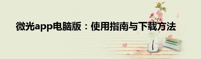 微光app电脑版：使用指南与下载方法