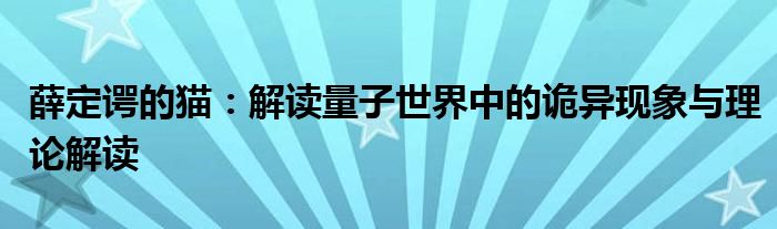 薛定谔的猫：解读量子世界中的诡异现象与理论解读