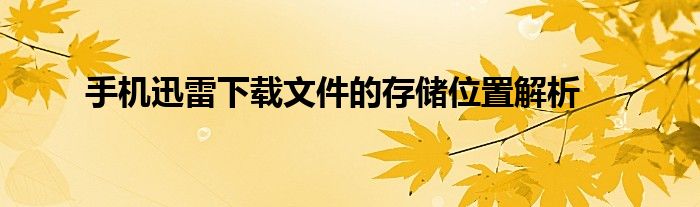手机迅雷下载文件的存储位置解析