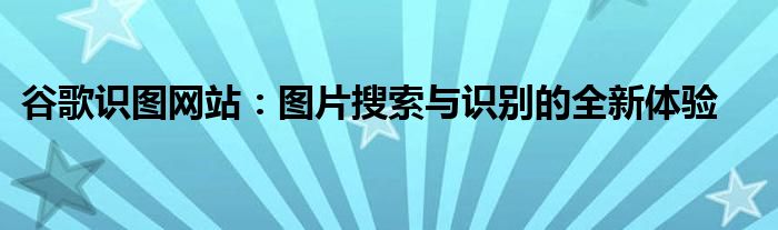 谷歌识图网站：图片搜索与识别的全新体验