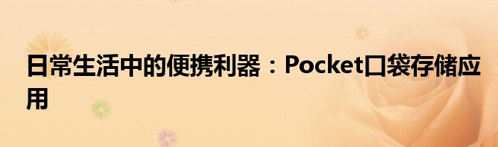 日常生活中的便携利器：Pocket口袋存储应用