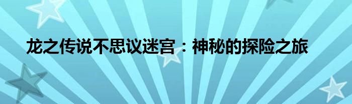 龙之传说不思议迷宫：神秘的探险之旅
