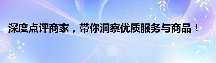 深度点评商家，带你洞察优质服务与商品！