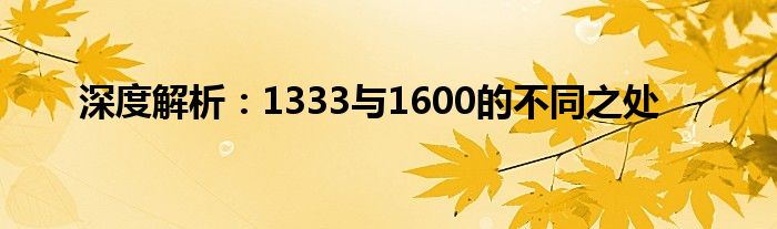 深度解析：1333与1600的不同之处