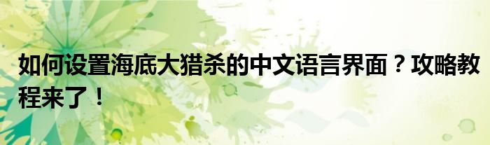 如何设置海底大猎杀的中文语言界面？攻略教程来了！