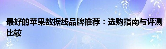 最好的苹果数据线品牌推荐：选购指南与评测比较