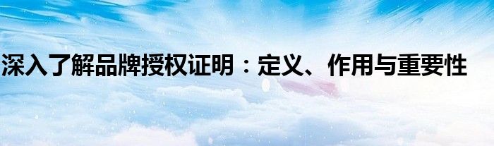 深入了解品牌授权证明：定义、作用与重要性