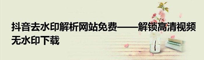 抖音去水印解析网站免费——解锁高清视频无水印下载