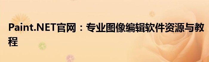 Paint.NET官网：专业图像编辑软件资源与教程
