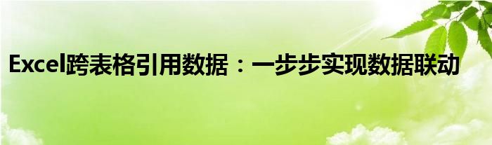 Excel跨表格引用数据：一步步实现数据联动