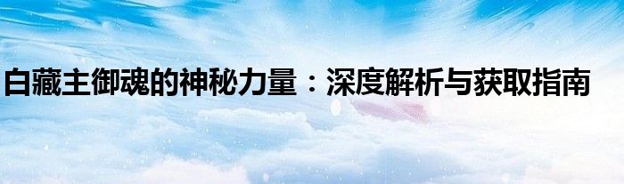 白藏主御魂的神秘力量：深度解析与获取指南