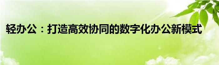 轻办公：打造高效协同的数字化办公新模式