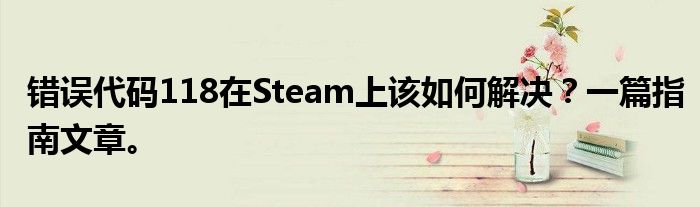错误代码118在Steam上该如何解决？一篇指南文章。